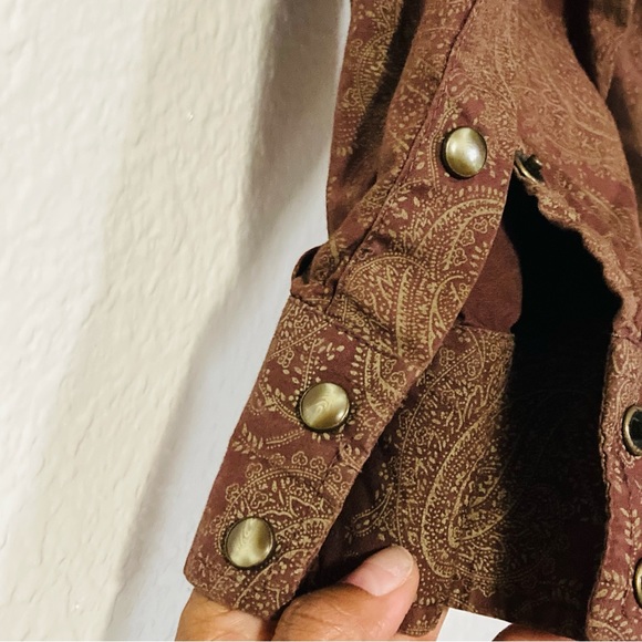 Vintage Larry Mahan Western Brown Paisley Cowboy Collection Rodeo Shirt Sz L - Picture 9 of 9
